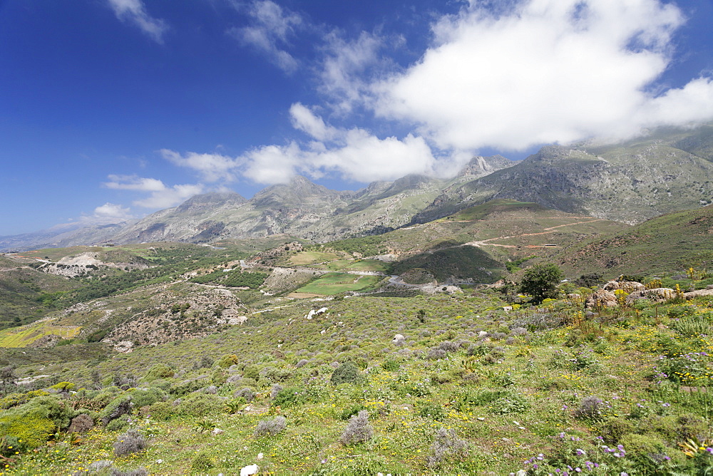 Mountain landscape in the hinterland of Frangokastello and Rodakino, South Crete, Crete, Greek Islands, Greece, Europe