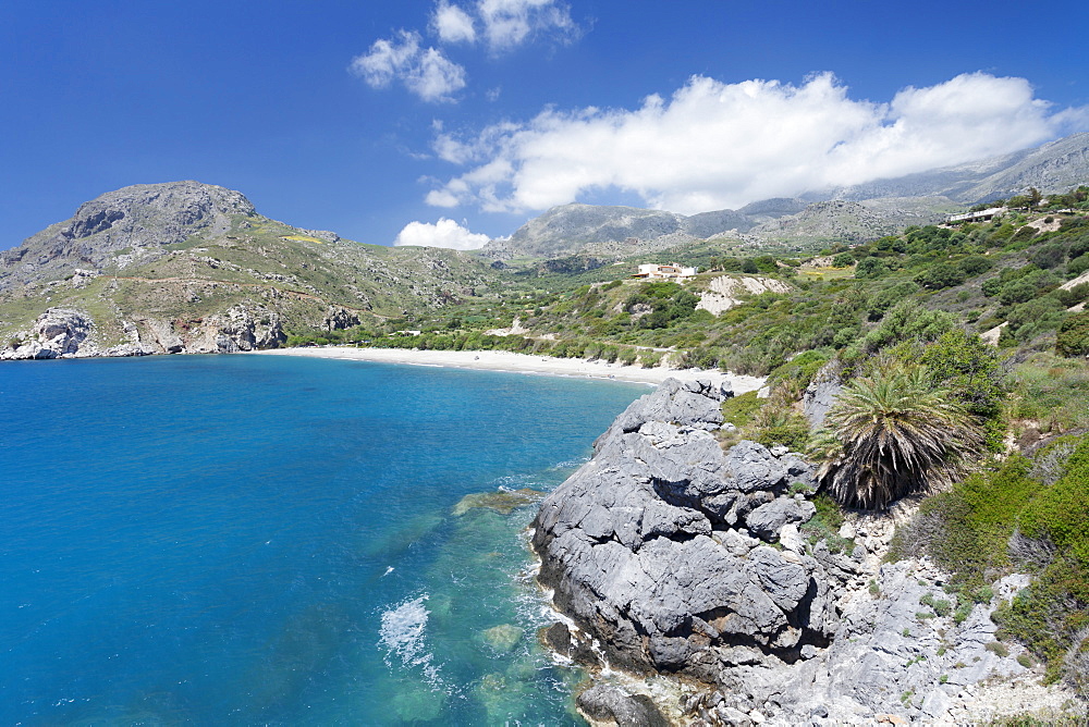 Bay and beach of Souda, Plakias, South Crete, Crete, Greek Islands, Greece, Europe