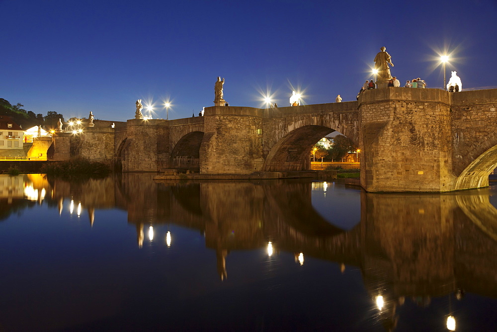 Old Bridge over Main River (Alte Mainbrucke), Wurzburg, Franconia, Bavaria, Germany, Euruope