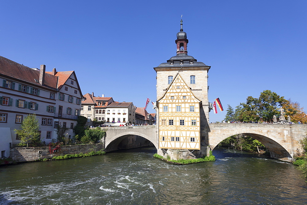 Old Town Hall, UNESCO World Heritage Site, Regnitz River, Bamberg, Franconia, Bavaria, Germany, Europe