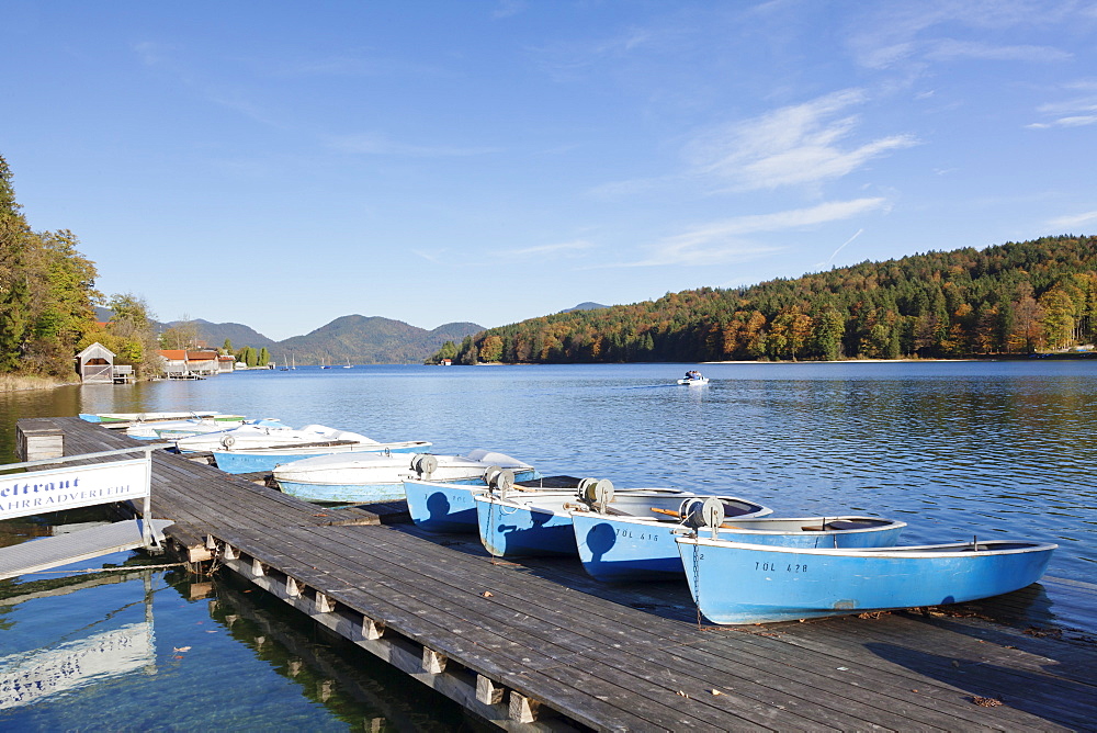 Boat hire, Walchensee Village, Walchensee Lake, Bavarian Alps, Upper Bavaria, Bavaria, Germany, Europe