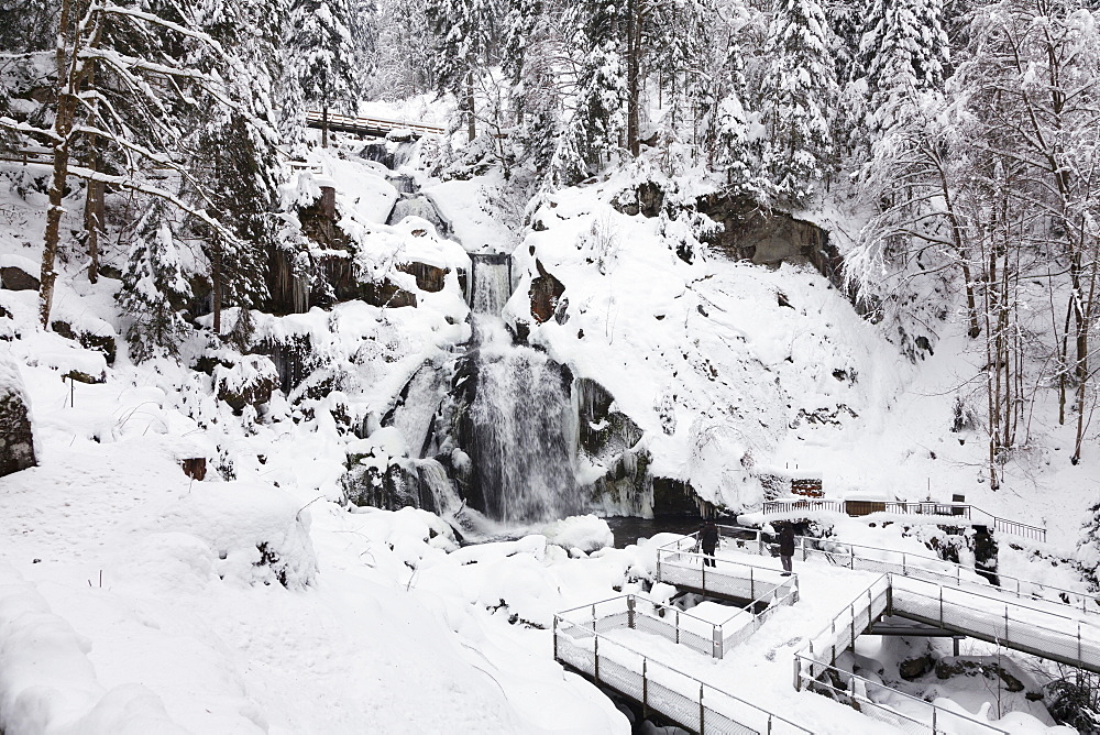 Triberg Waterfalls in winter, Triberg, Black Forest, Baden-Wurttemberg, Germany, Europe