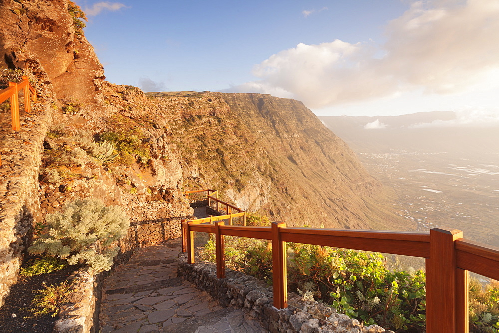 Mirador de la Pena at sunset, architect Cesar Manrique, UNESCO biosphere reserve, El Hierro, Canary Islands, Spain, Europe