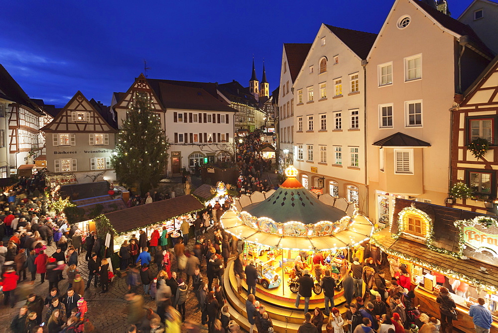 Christmas fair, Blauer Turm Tower, Bad Wimpfen, Baden-Wurttemberg, Germany, Europe