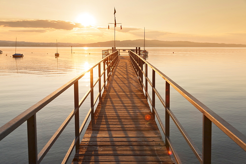 Sunset at Lake Constance, near Konstanz, Baden-Wurttemberg, Germany, Europe