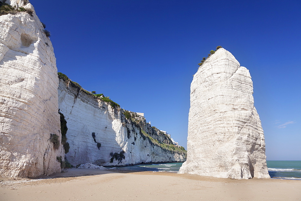 Pizzomunno rock, Castello beach, Vieste, Gargano, Foggia Province, Puglia, Italy, Europe