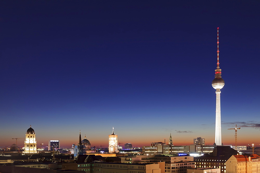 Berlin Mitte with Berliner Fernsehturm TV Tower and Rotes Rathaus (Red Town Hall), Berlin, Germany, Europe