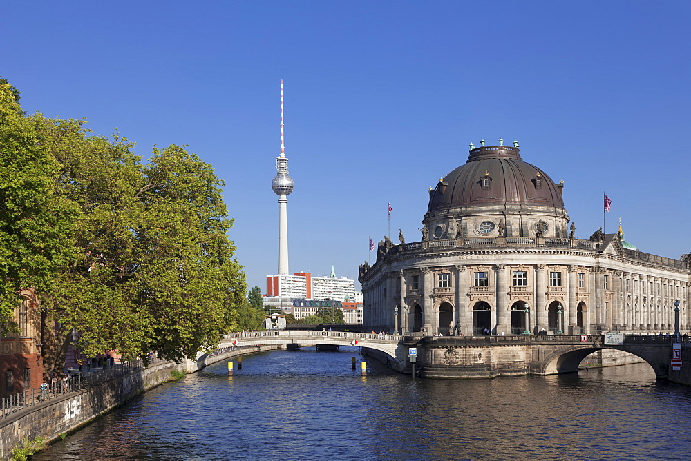 Bode Museum, Museum Island, UNESCO World Heritage Site, Spree River, TV Tower, Mitte, Berlin, Germany, Europe