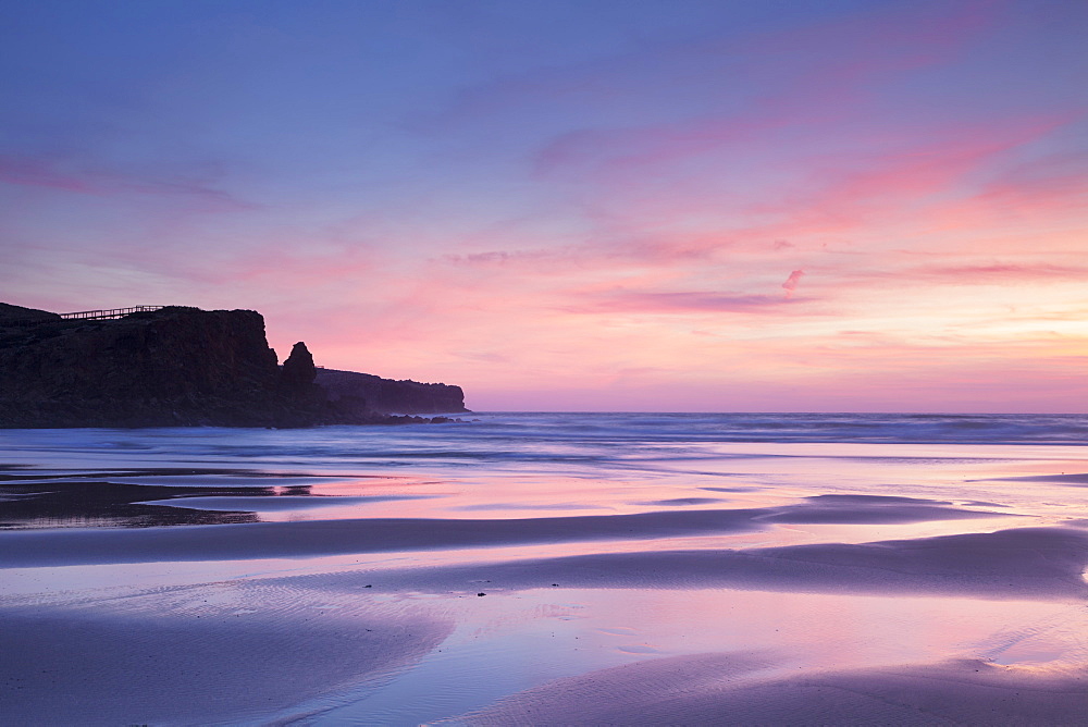 Praia da Borderia beach at sunset, Carrapateira, Costa Vicentina, west coast, Algarve, Portugal, Europe