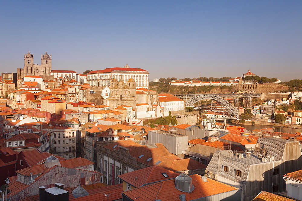 Ribeira District, UNESCO World Heritage Site, Se Cathedral, Palace of the Bishop, Ponte Dom Luis I Bridge, Porto (Oporto), Portugal, Europe