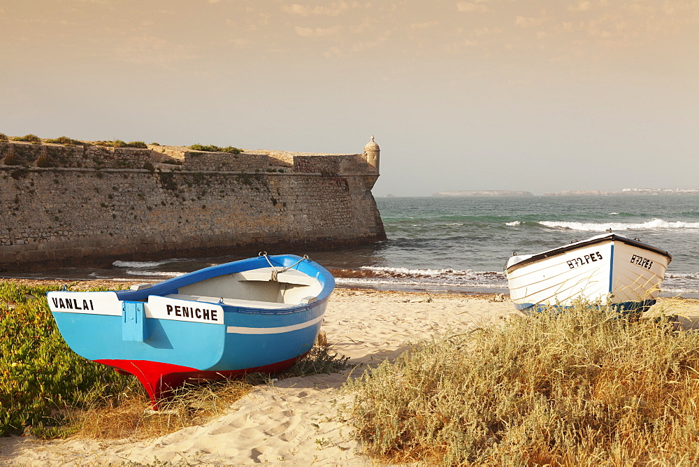 Fishing boats at sunset, Peniche, Atlantic Ocean, Leiria, Portugal, Europe