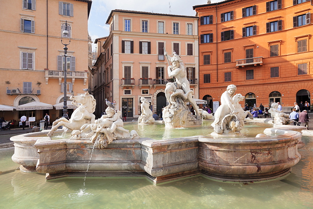 Neptune Fountain (Fontana del Nettuno), Piazza Navona, Rome, Lazio, Italy, Europe