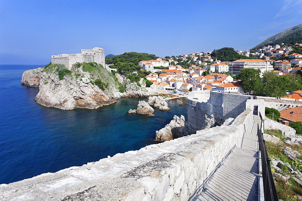 City wall and Fortress Bokar, Old Town, UNESCO World Heritage Site, Dubrovnik, Dalmatia, Croatia, Europe