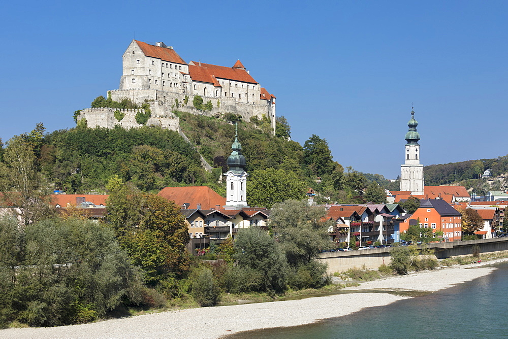 Burghausen Castle and St. Jakob Church in Burghausen, Germany, Europe