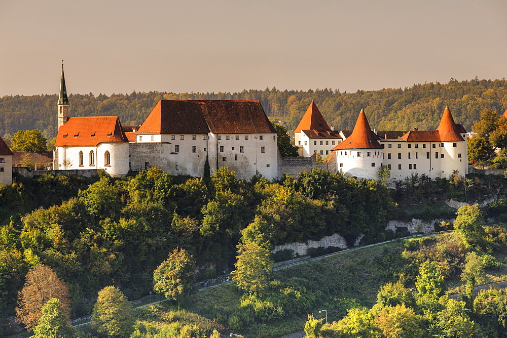 Burghausen Castle at sunset in Burghausen, Germany, Europe