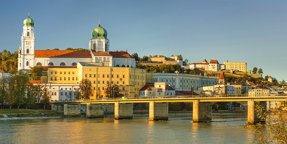 St. Stephen's Cathedral and Veste Oberhaus fortress in Passau, Germany, Europe