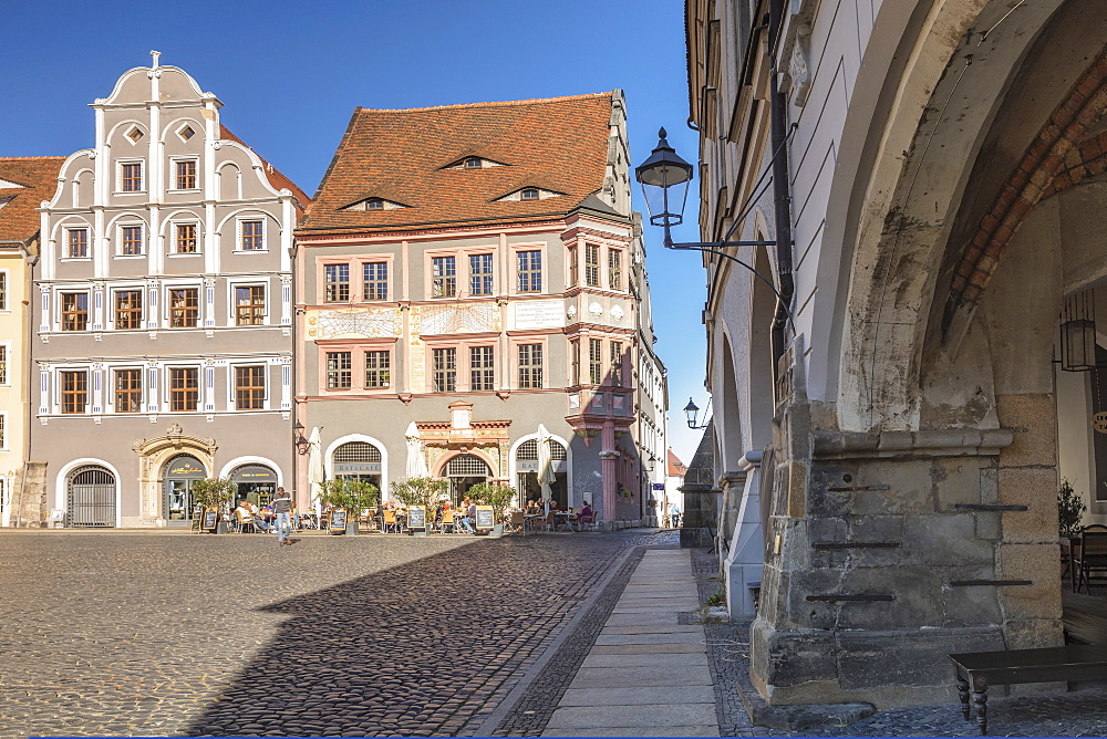 Street cafe at Untermarkt Square, Goerlitz, Saxony, Germany, Europe