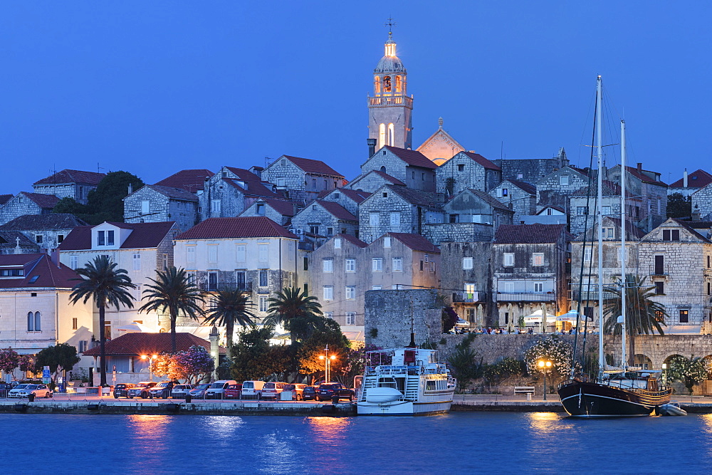 Harbour and Old Town of Korcula, Island of Korcula, Dalmatia, Croatia, Europe