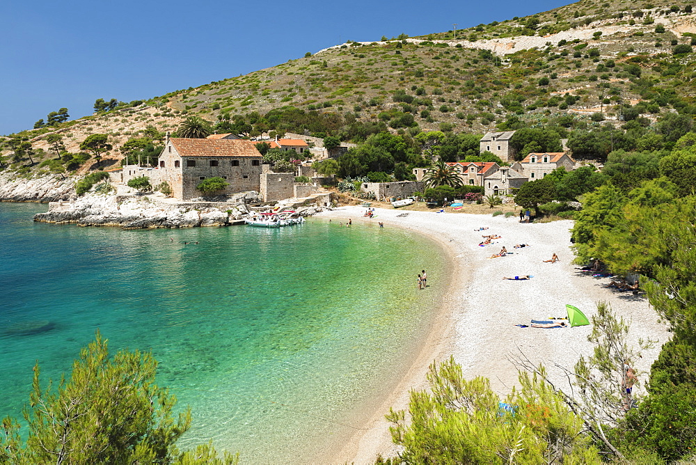 Dubovica bay and beach, Hvar Island, Dalmatia, Croatia, Europe