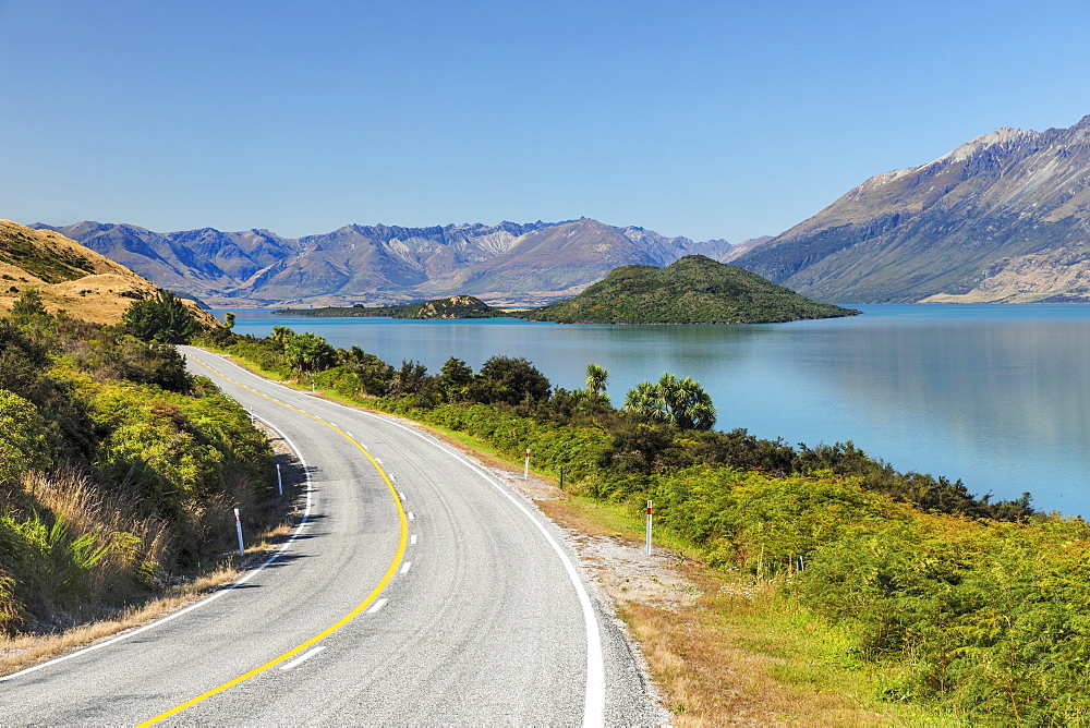 Road along Lake Wakatipu, Queenstown, Otago, South Island, New Zealand, Pacific