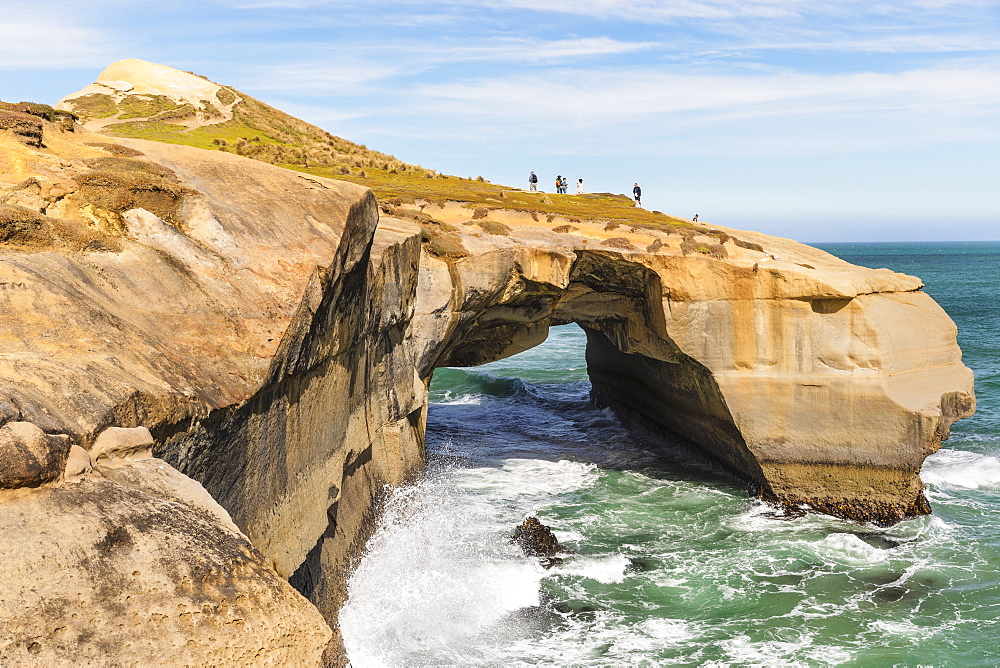 Rock formation at Tunnel Beach, Dunedin, Otago, South Island, New Zealand, Pacific