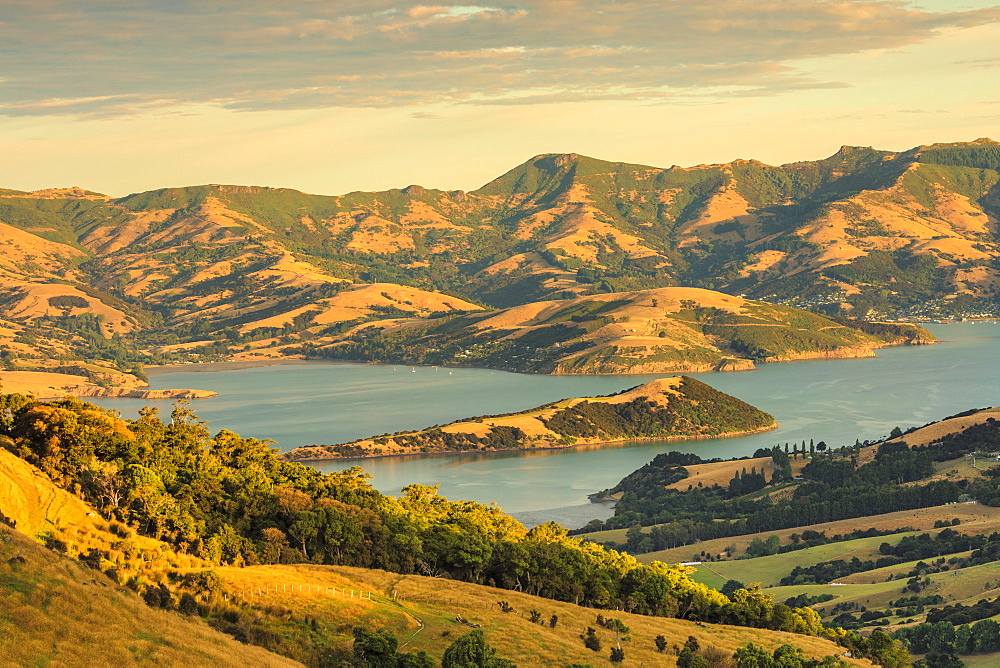 Banks Peninsula at sunset, Canterbury, South Island, New Zealand, Pacific