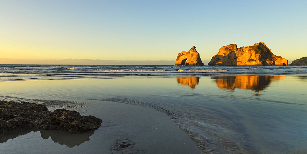 Wharariki Beach at sunset, Golden Bay, Tasman, South Island, New Zealand, Pacific