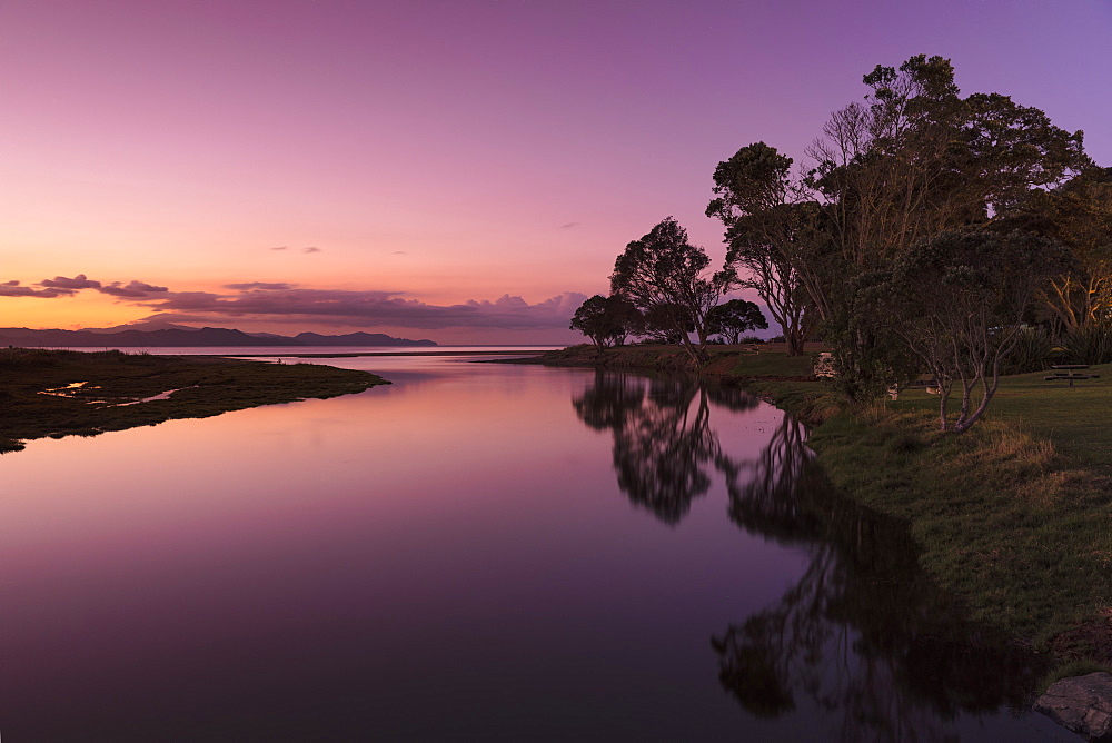 Sunset at Kuaotuno River, Coromandel Peninsula, Waikato, North Island, New Zealand, Pacific