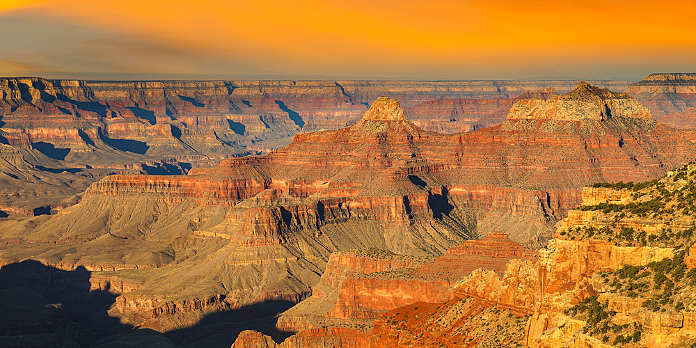 View from Cape Royal at sunrise, North Rim, Grand Canyon National Park, UNESCO World Heritage Site, Arizona, United States of America, North America