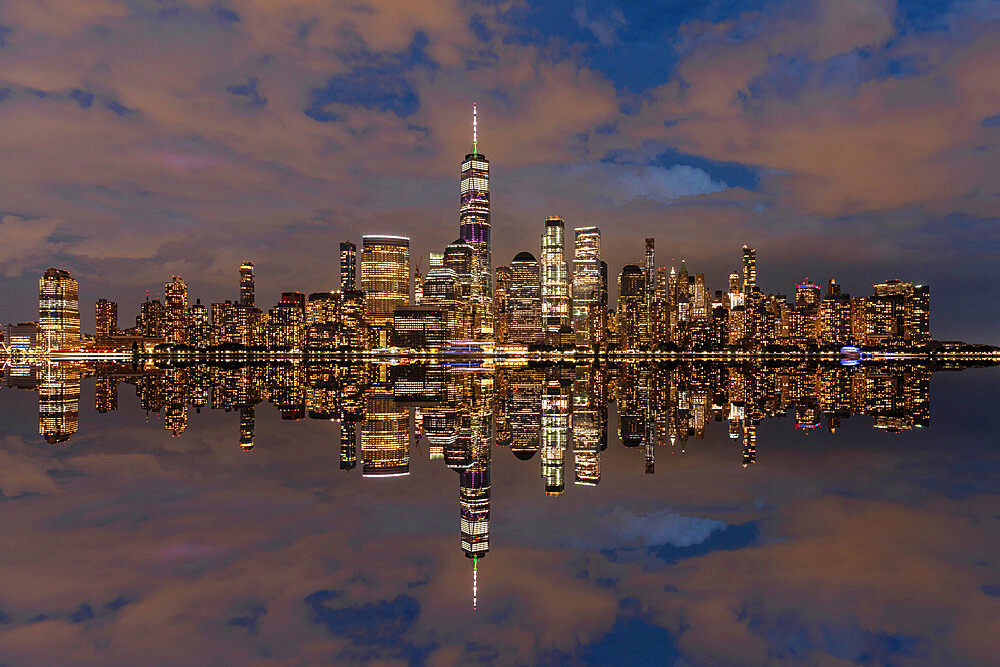 View from Jersey City of Lower Manhattan with the One World Trade Center, New York City, New York State, United States of America, North America