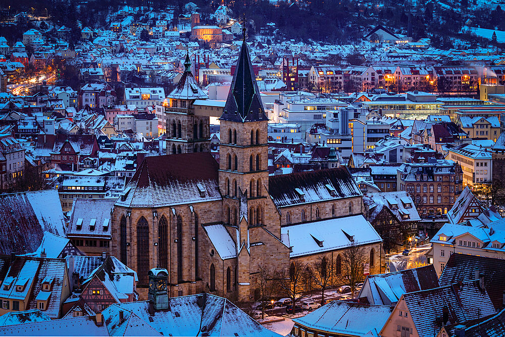 Old town with St. Dionys Church, Esslingen am Neckar, Baden-Wurttemberg, Germany, Europe