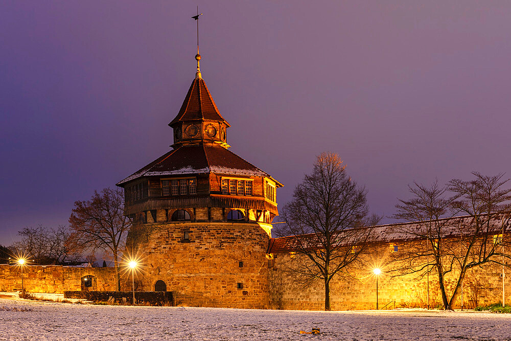 Dicker Turm tower at the castle, Esslingen am Neckar, Baden-Wurttemberg, Germany, Europe