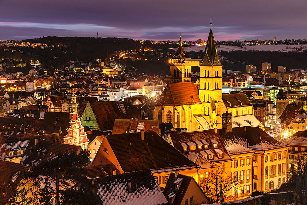 Old Town with St. Dionys church and Old Town Hall, Esslingen, Baden-Wurttemberg, Germany, Europe