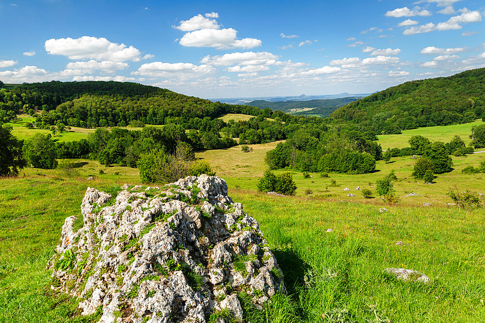 Randecker Maar, former volcanic pipe, Ochsenwang, Swabian Alps, Baden-Wurttemberg, Germany, Europe