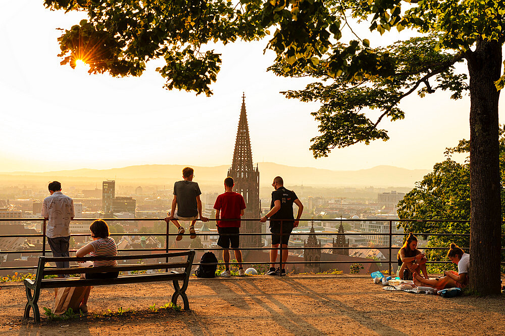 View from Schlossberg Hill to the Cathedral, Freiburg, Black Forest, Baden-Wurttemberg, Germany, Europe