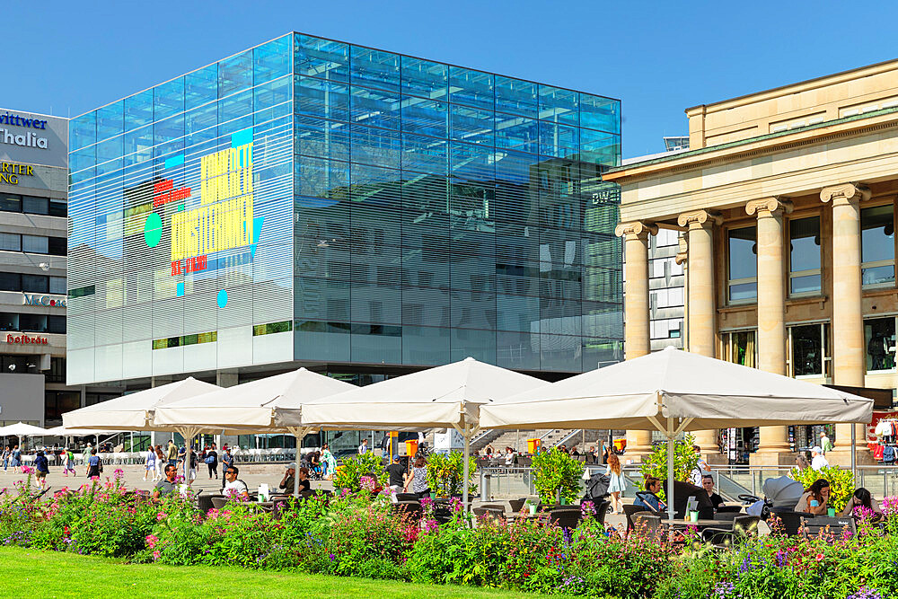 Schlossplatz Square with Kunstmuseum, Stuttgart, Baden-Wurttemberg, Germany, Europe