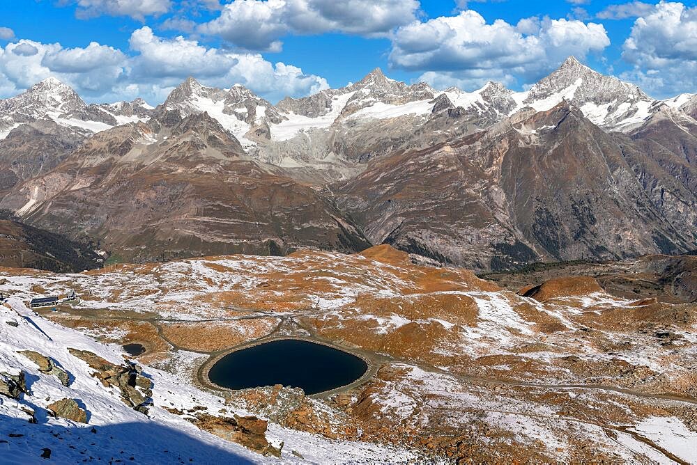 View from Gornergrat(3100m) at Weisshorn Mountains with Zinalrothorn and Aschhorn, Swiss Alps, Zermatt, Valais, Switzerland