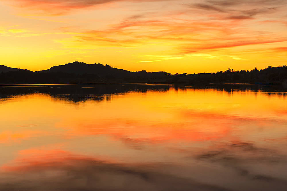 Lake Hopfensee, Allgau, Swabia, Bavaria, Germany, Europe