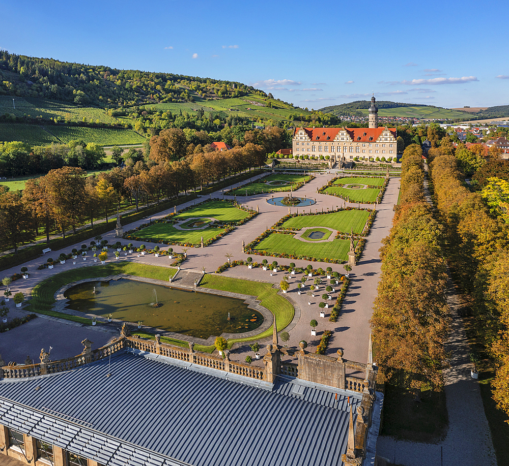 Weikersheim Renaissance Castle with baroque garden in Taubertal Valley, Weikersheim, Romantic Road, Baden-Wurttemberg, Germany, Europe