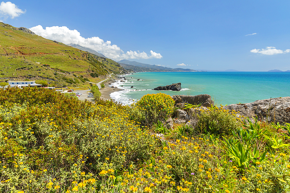 Coast of southern Crete near beach of Preveli, Rethymno, Crete, Greek Islands, Greece, Europe