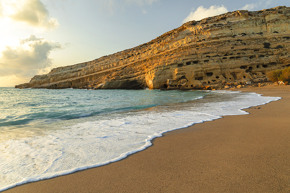 Bay and beach of Matala, Iraklion, Crete, Greek Islands, Greece, Europe