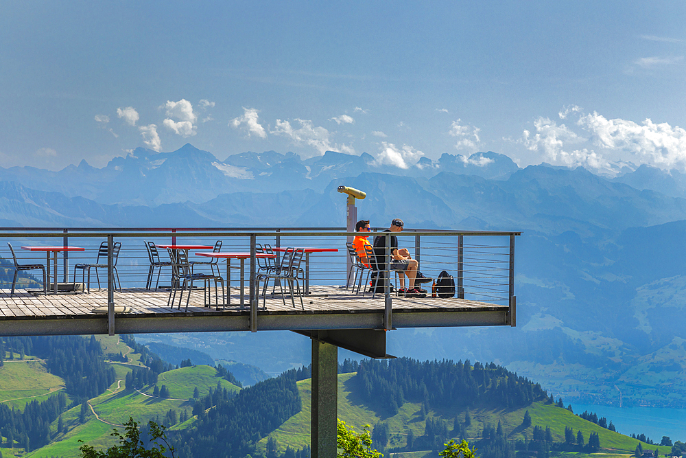 Sun terrace on Rigi-Kulm Mountain, Lake Lucerne, Canton Lucerne, Switzerland, Europe