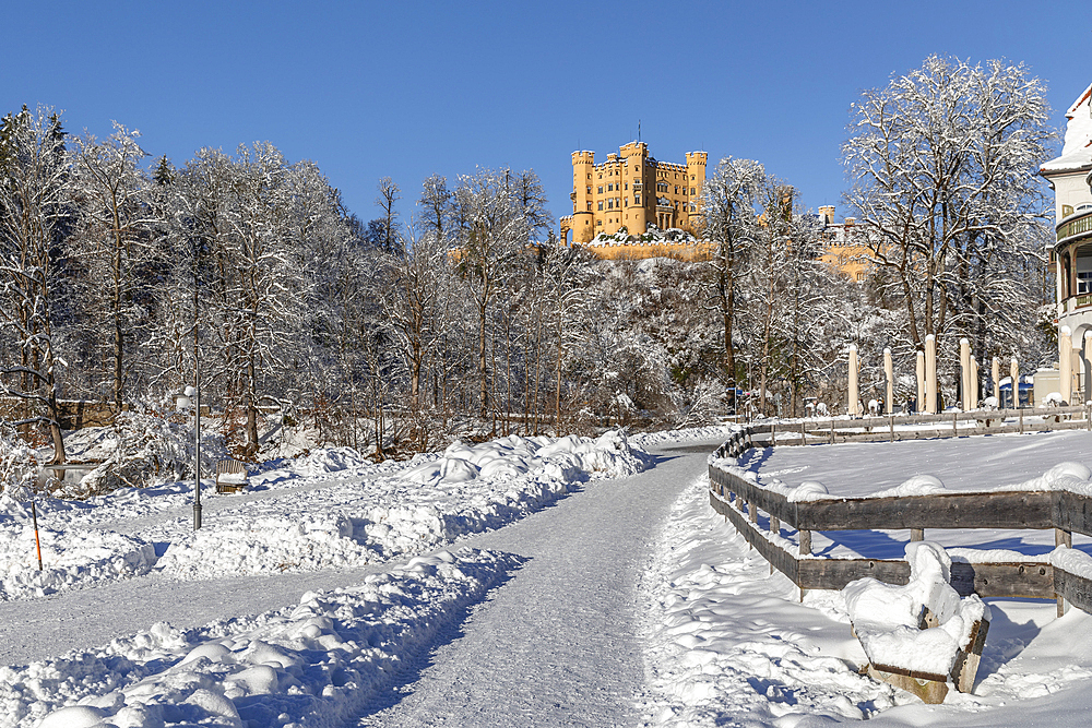 Hohenschwangau Castle, Schwangau, Fussen, Swabia, Bavarian Alps, Bavaria, Germany, Europe