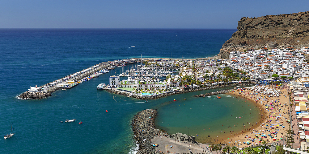 Marina and beach of Puerto de Mogan, Gran Canaria, Canary Islands, Spain, Atlantic, Europe