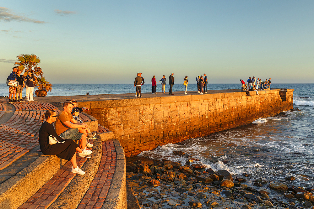 Sunset at the promenade Paseo de Meloneras, Maspalomas, Gran Canaria, Canary Islands, Spain, Atlantic, Europe