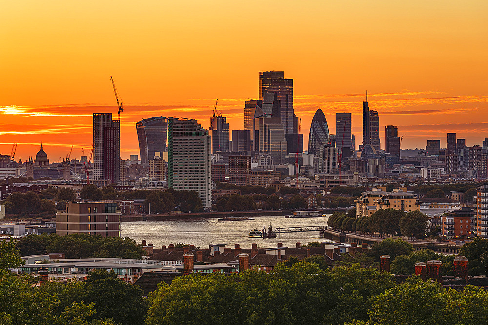 View from Greenwich Park on the skyline von London, England