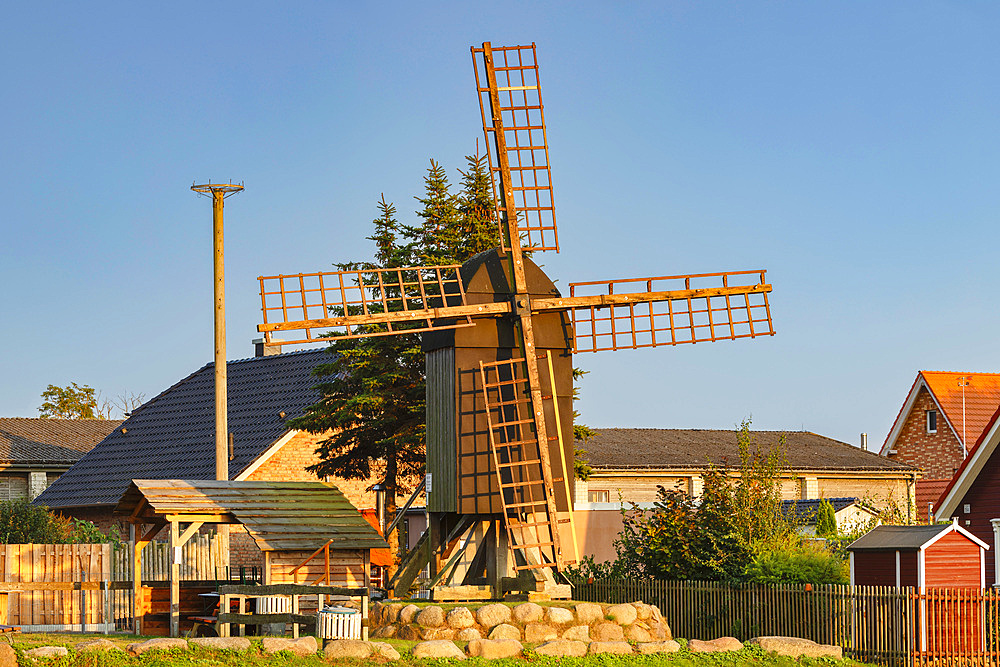 Post mill, Altensien, Ruegen Island, Baltic Sea, Mecklenburg-Western Pomerania, Germany