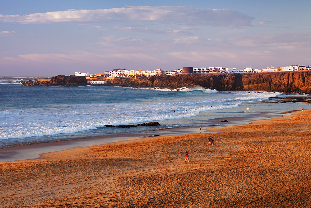 The beach Playa del Castillo at sunset, El Cotillo, Fuerteventura, Canary Islands, Spain, Atlantic, Europe