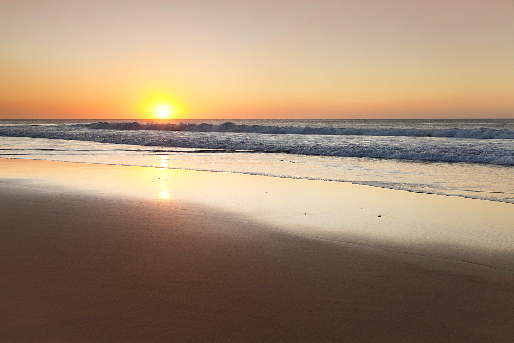 The beach Playa del Castillo at sunset, El Cotillo, Fuerteventura, Canary Islands, Spain, Atlantic, Europe