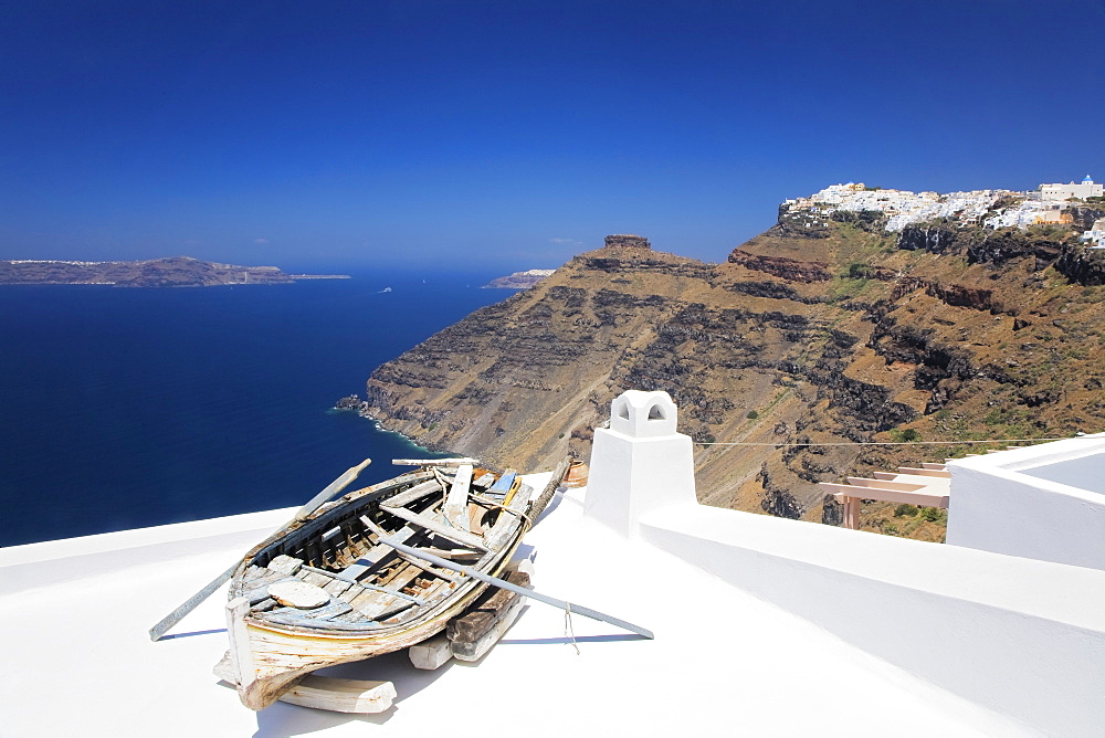 View from Firostefani to Imerovigli, Santorini, Cyclades, Aegean Sea, Greek Islands, Greece, Europe 